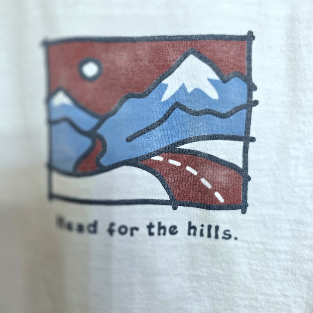VTG Life is Good Long Sleeve Tee Womens Sz Large White Mountain Theme - Picture 2 of 10